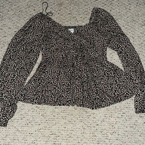 Black and pink, leopard print shirt, flowy, size small
